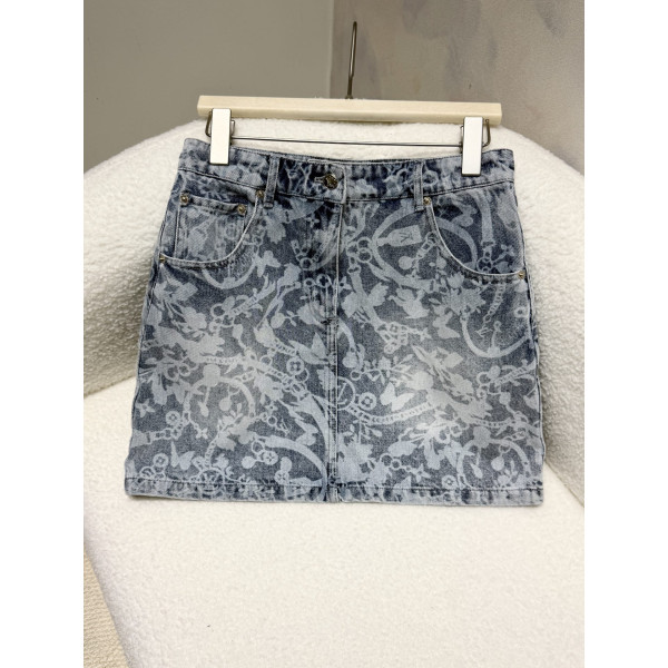 체인 인화 데님 숏스커트