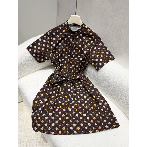 모노그램 플라워 반팔 원피스