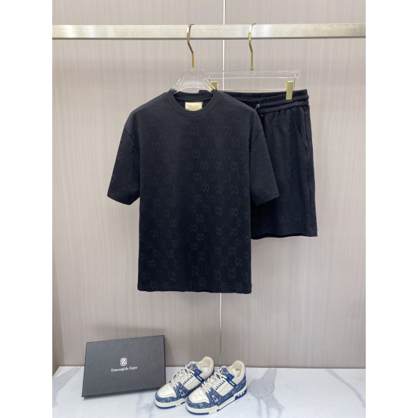 클래식 풀프린트 반팔 티셔츠 반바지 세트