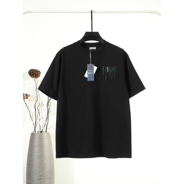 가슴 앞 레이스 자수 헤비 크래프트 남녀공용 반팔 티셔츠