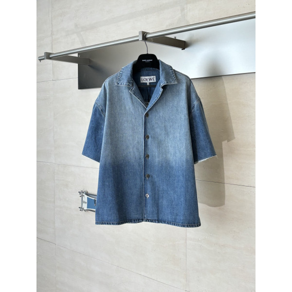 아나그램 워시 그라데이션 숏슬리브 데님 셔츠