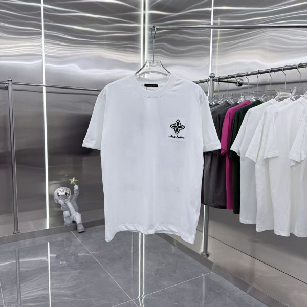 다이아몬드 패치 자수 라운드넥 반팔 티셔츠