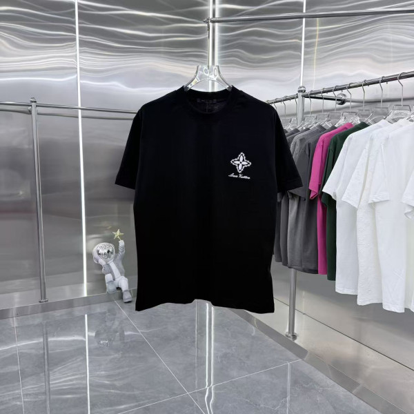 다이아몬드 패치 자수 라운드넥 반팔 티셔츠