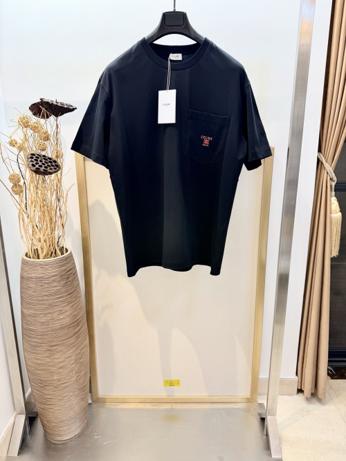 트리옴프 인쇄 패치 포켓 면 반팔 라운드넥 티셔츠