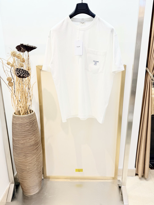 트리옴프 인쇄 패치 포켓 면 반팔 라운드넥 티셔츠