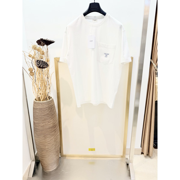 트리옴프 인쇄 패치 포켓 면 반팔 라운드넥 티셔츠