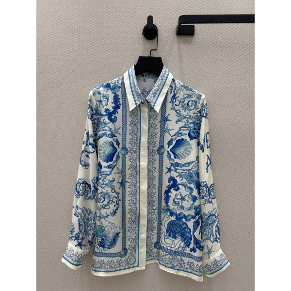 산호🪸해성🪼베壳🐚 위치 지정 인화 진실 실크 셔츠