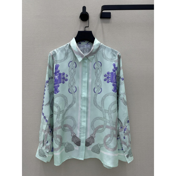 Palefroi Remix 패턴 위치 인화 실크 셔츠