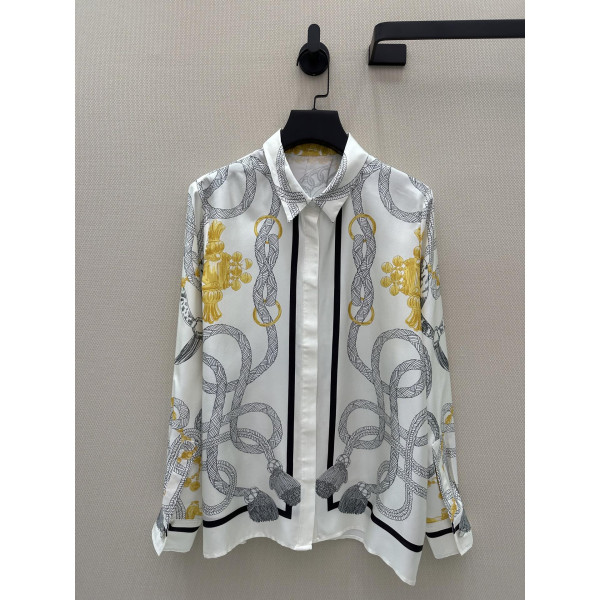 Palefroi Remix 패턴 위치 인화 실크 셔츠