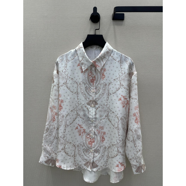 포지션 플라워 프린트 진실크 셔츠