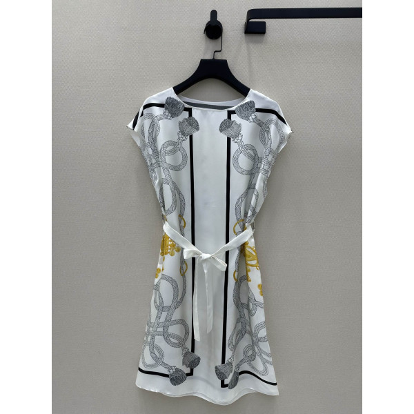 팔레프로이 리믹스 패턴 위치 인화 실크 원피스