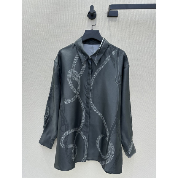 팔레프로아 리믹스 패턴 위치 인화 실크 셔츠