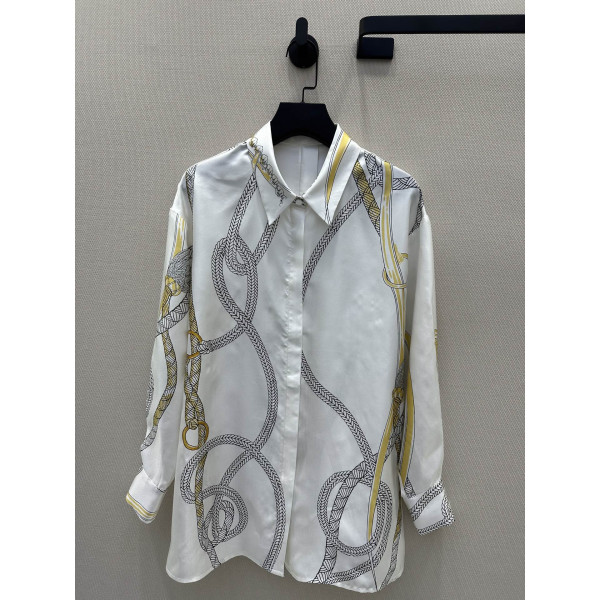 팔레프로아 리믹스 패턴 위치 인화 실크 셔츠