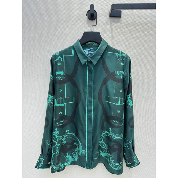 체인링 패턴 위치 인화 진실크 셔츠