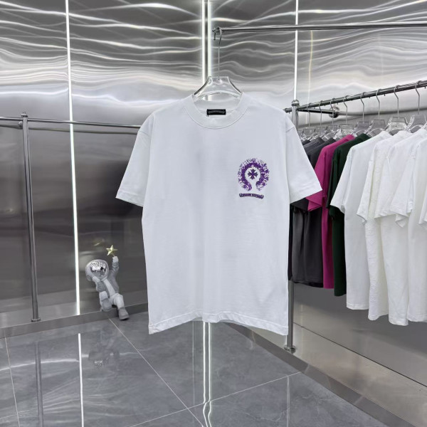 실크스크린 자수 라운드넥 반팔 티셔츠