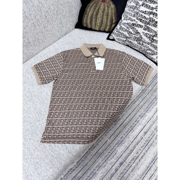 풀프린트 단추 사각 칼라 폴로 셔츠 반팔