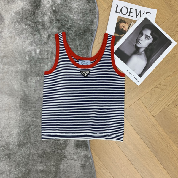 컬러블록 스트라이프 니트 무袖 베스트