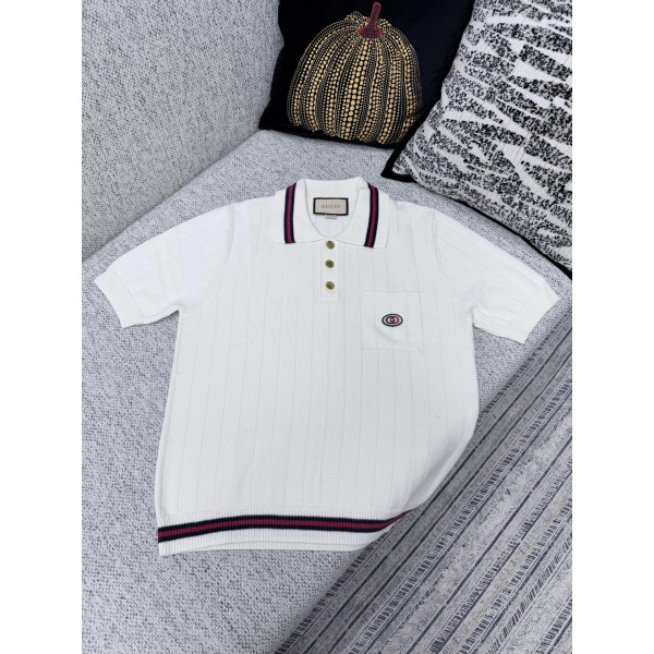 빨강 파랑 지대 니트 폴로 셔츠