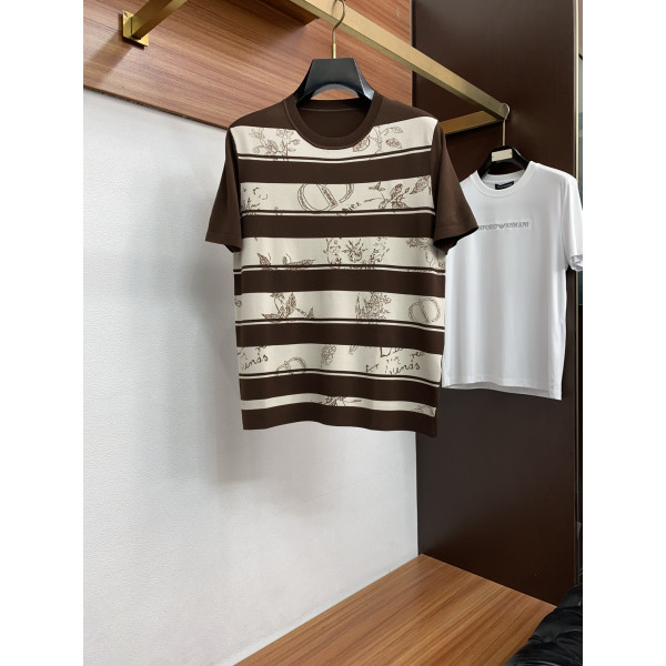 고급 심플 라운드넥 니트 반팔 티셔츠