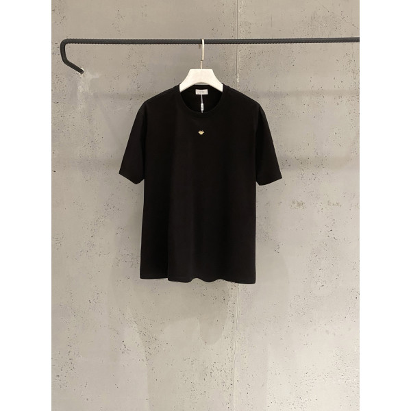 골드 라인 벌 자수 숏 슬리브 티셔츠