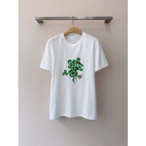 라운드넥 자수 인화 티셔츠