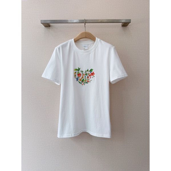 화훼 자수 하트 티셔츠