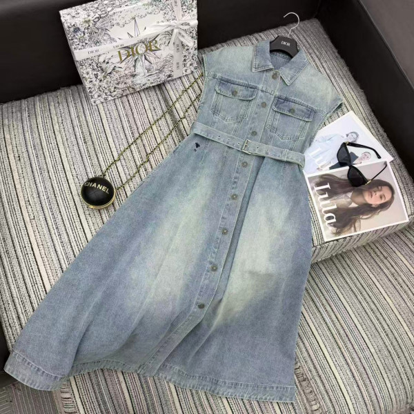 플립 칼라 데님 원피스