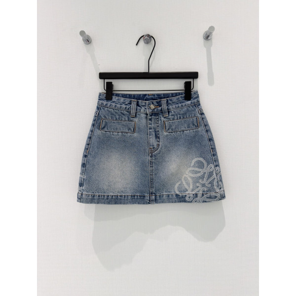 클래식 핫드릴 데님 미디 스커트