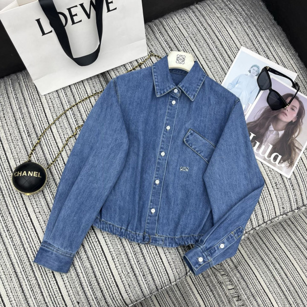 플립 칼라 데님 셔츠