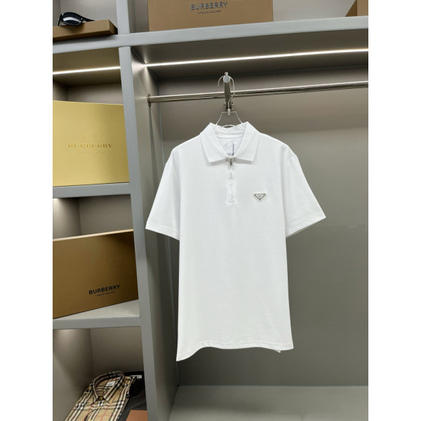 삼각 로고 지퍼 폴로 셔츠