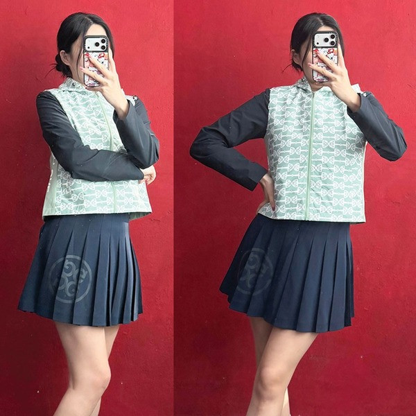 G포어 여성 G패턴 후드 스트링 베스트