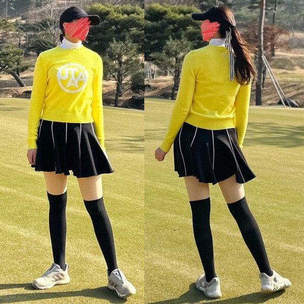 U타 네온 바로크 네오프렌 플레어 스커트 (WOMEN)