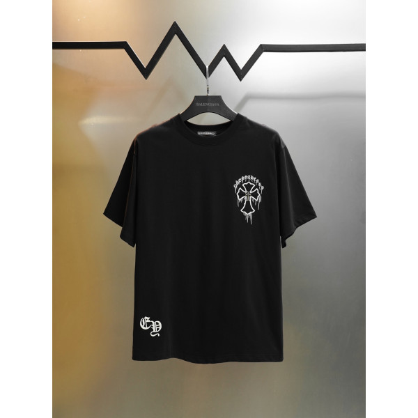 산스크리트어 자수 라운드넥 반팔 티셔츠