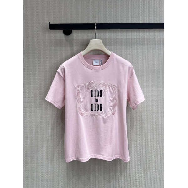 한정판 사쿠라 핑크 자수 티셔츠