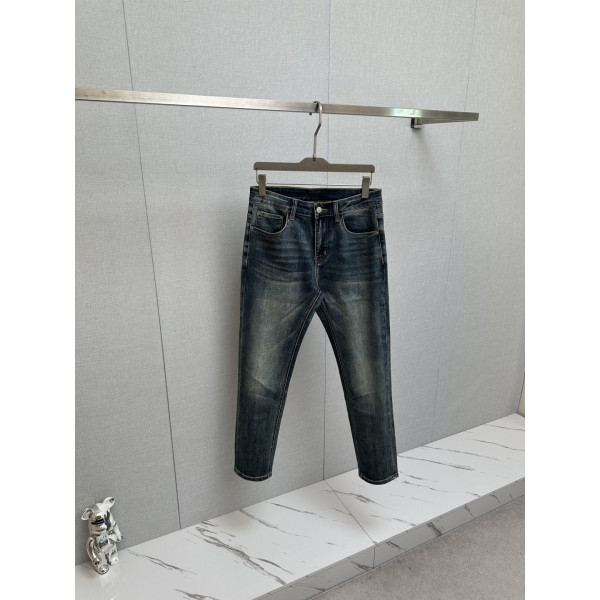 로고 프린트 워싱 데님 팬츠