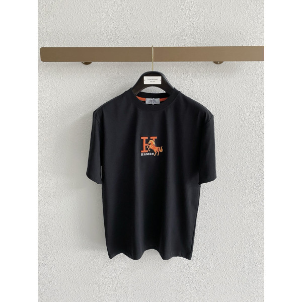 2026 봄/여름 신상 로고 자수 실켓 면 반팔 라운드넥 티셔츠
