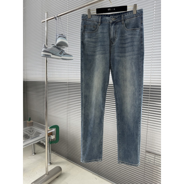 워싱 데님 스트레치 슬림 스트레이트 팬츠