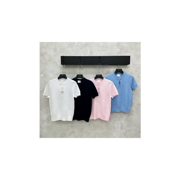 리본 반팔 니트