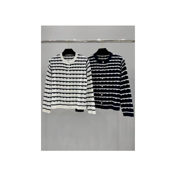 스트라이프 니트 가디건