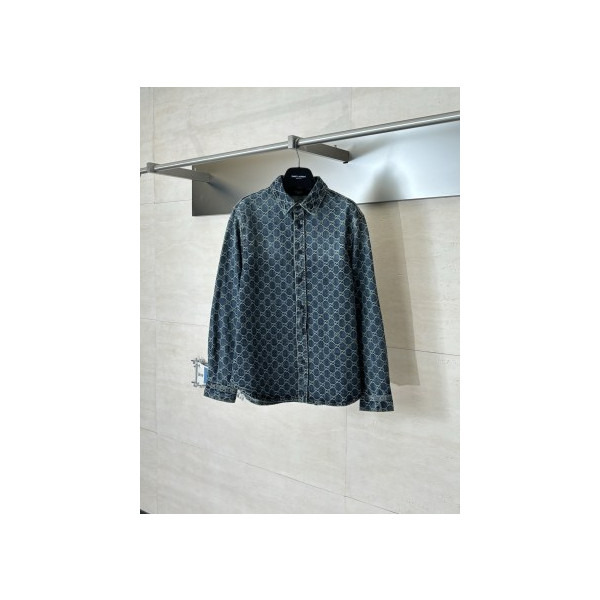 GG 모노그램 데님 긴팔 셔츠