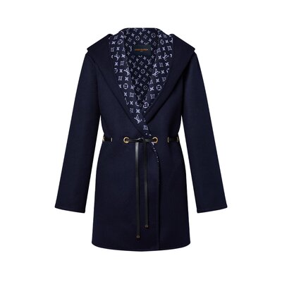 후디드 드로스트링 랩 코트