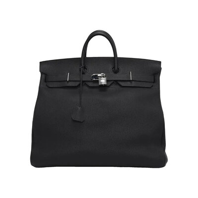 에르메스 HAC 버킨 50 백 바이 컬러 블루 뉘이트 & 블랙 토고 가죽, 팔라듐 하드웨어