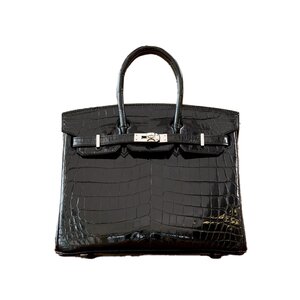 에르메스 버킨 25 르투르네 크로커다일 유광 블랙 실버 하드웨어