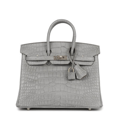 에르메스 버킨 30 르투르네 크로커다일 그레이 팔라듐 하드웨어
