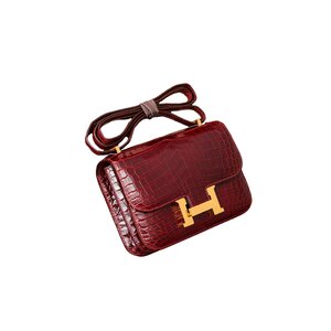 에르메스 콘스탄스 18 엘리게이터 버건디 골드 하드웨어