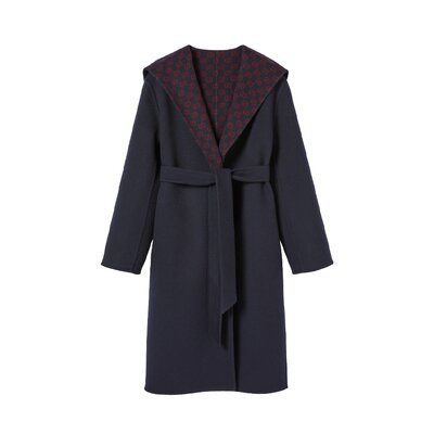 리버서블 울 실크 후드 코트