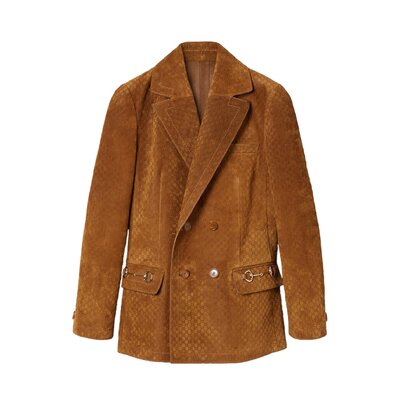 GG 스웨이드 더블브레스트 재킷