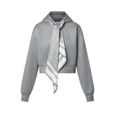 크롭드 모노그램 스카프 후디