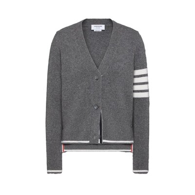 파인 메리노 인타르시아 기스 4-바 브이넥 카디건