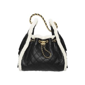 크럼플드 시어링 쉽스킨, 골드 메탈  블랙 화이트